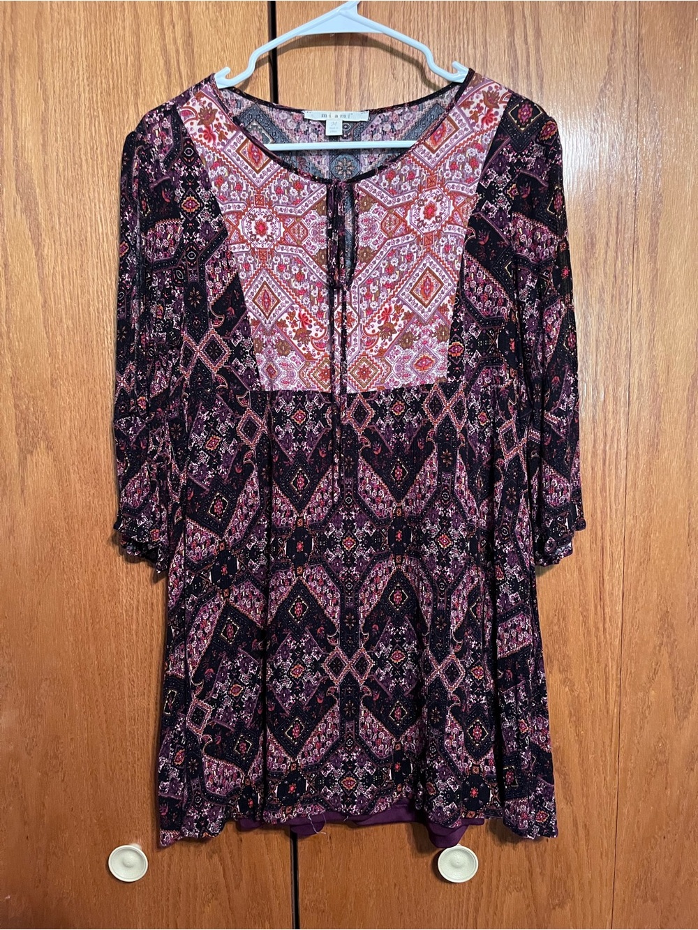 miami Purple and Pink Patterned Boho Tunic